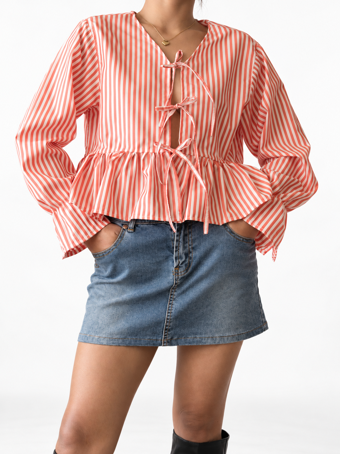 Reworked tie up shirt