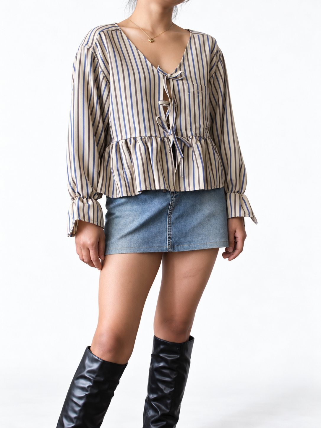 Reworked tie up shirt